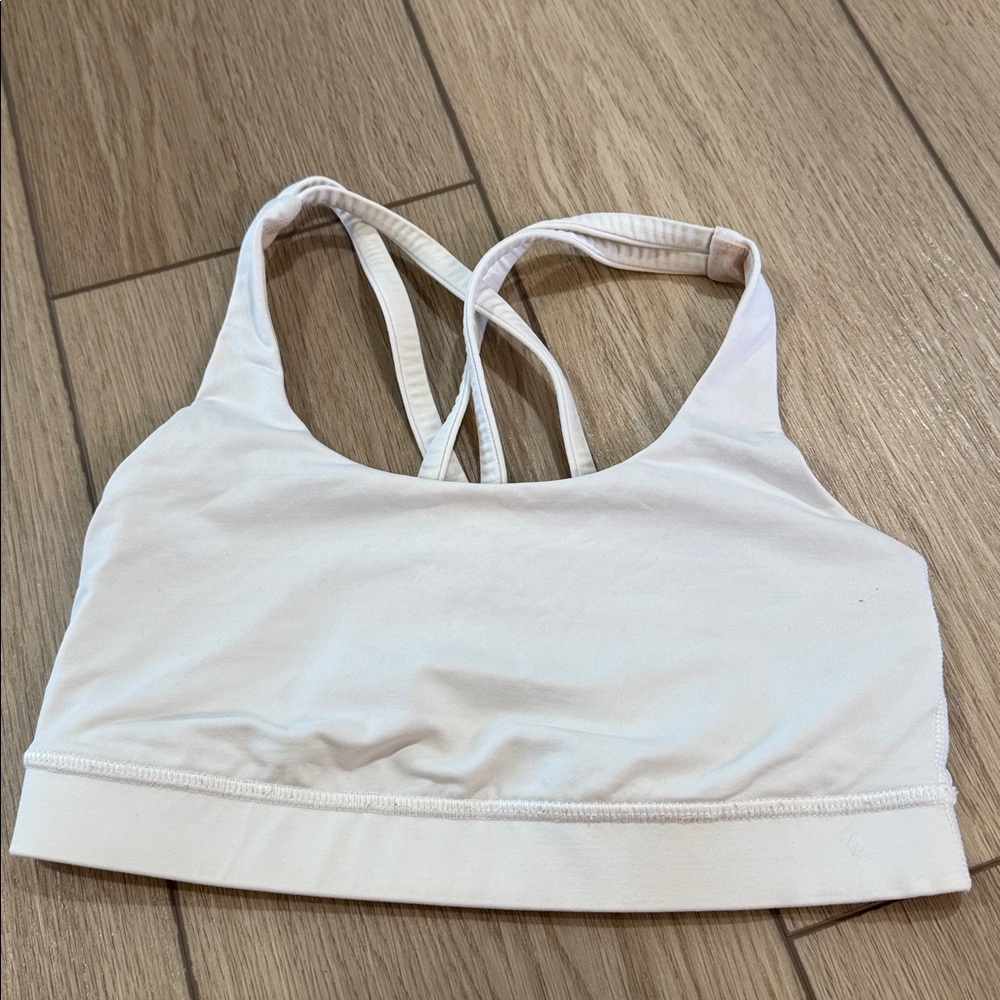 Lululemon Energy Bra White Sz 4 Logo Yoga Workout Fitness - Picture 4 of 7